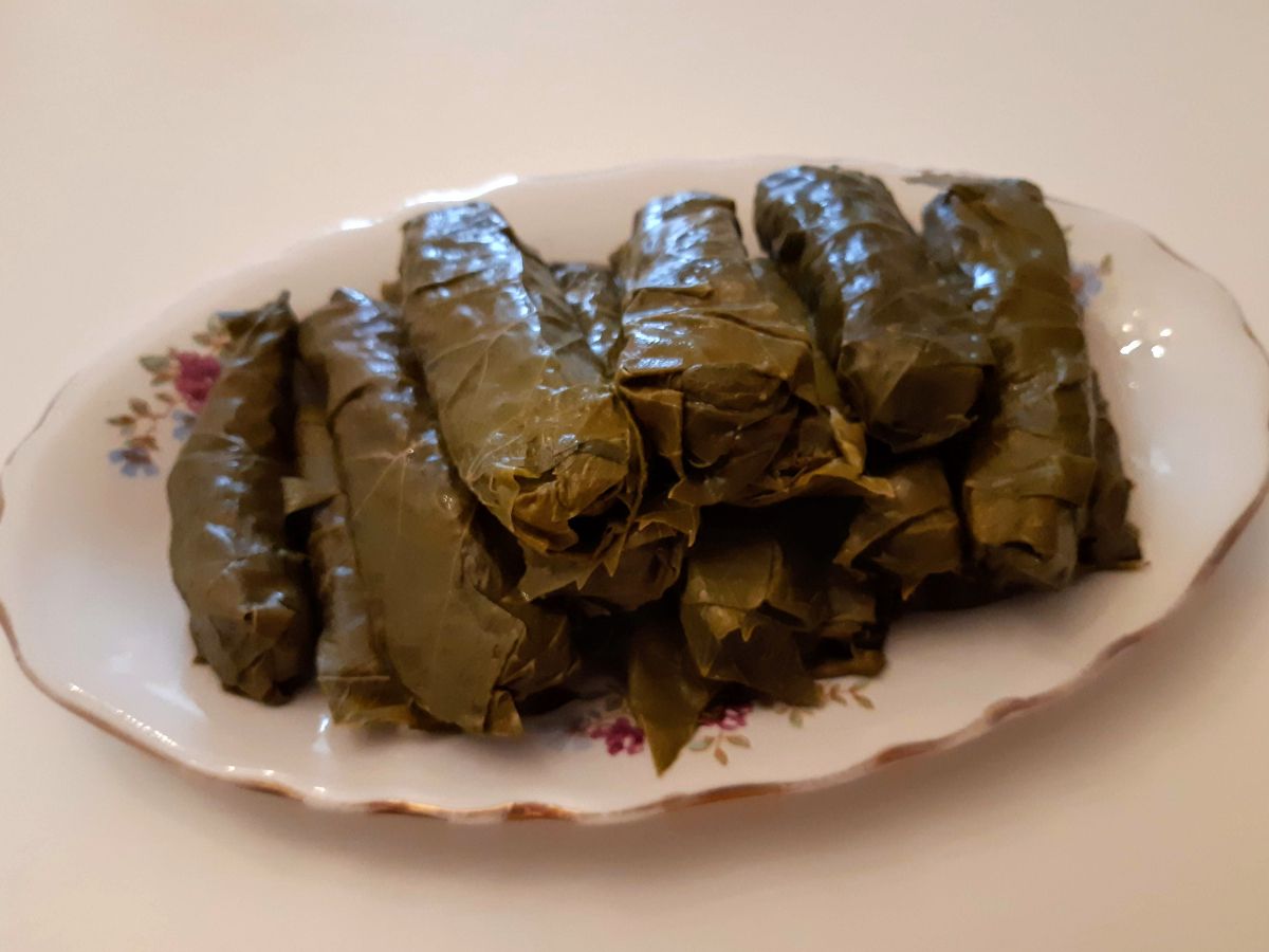 Greek dolmadakia, stuffed vine leaves