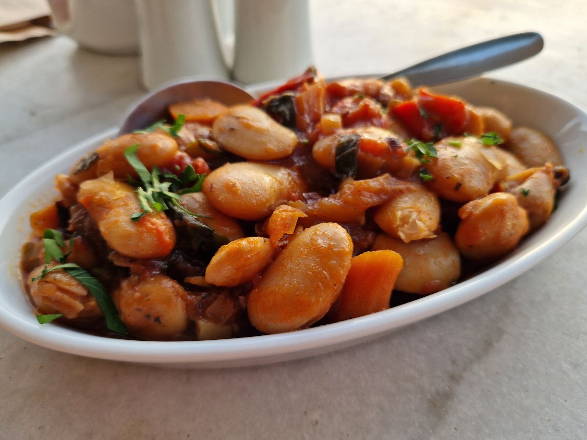 Giant beans gigantes vegan food in Greece