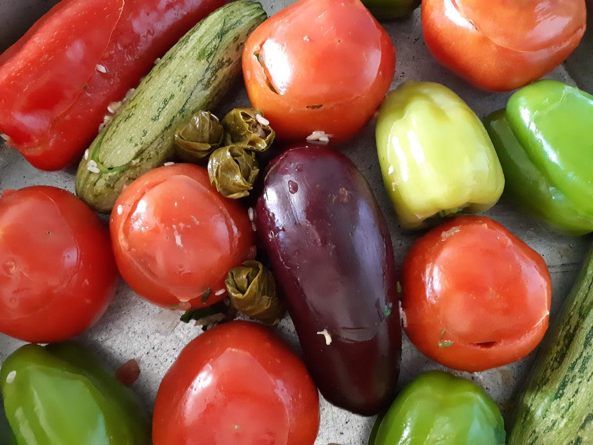 Stuffed tomatoes and peppers vegan gemista