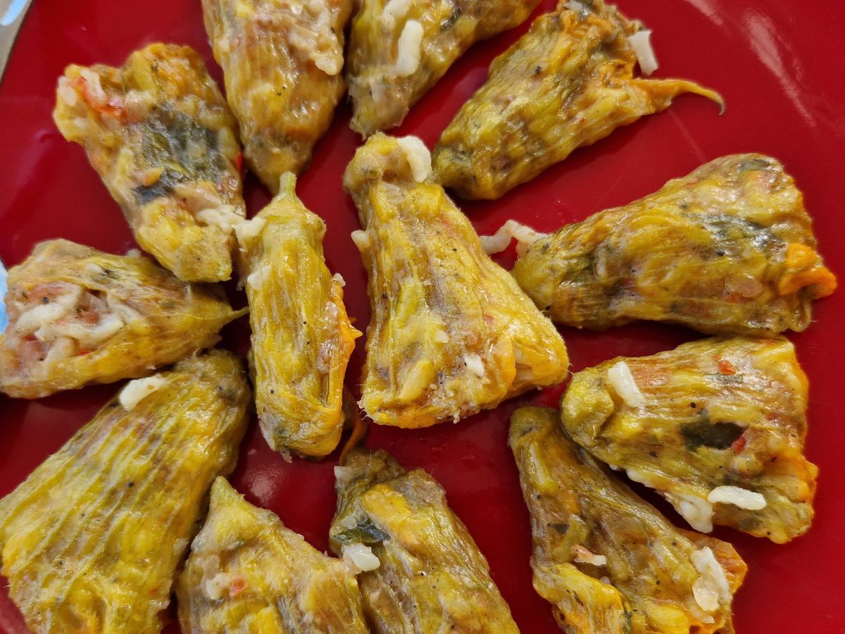Vegan Greek dish zucchini flowers
