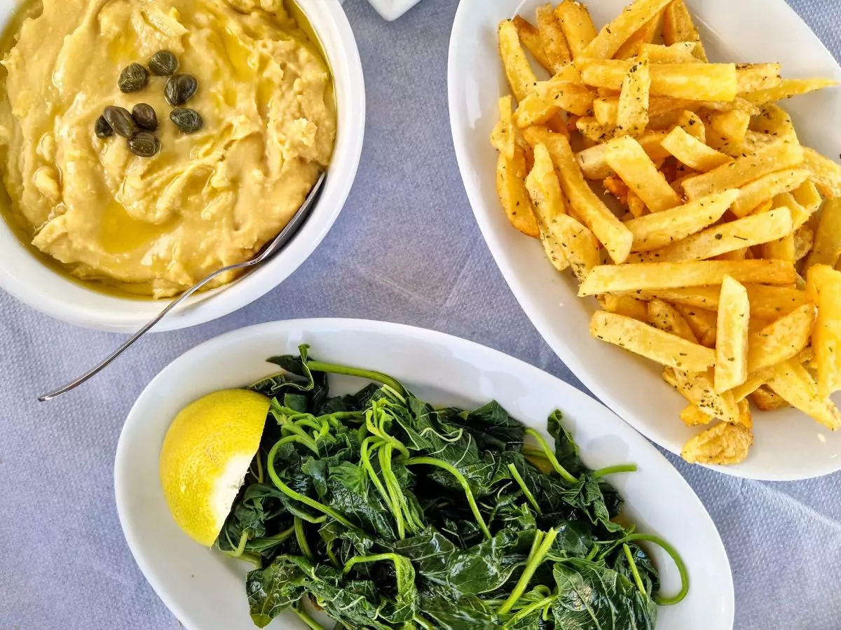Selection of Greek vegan dishes