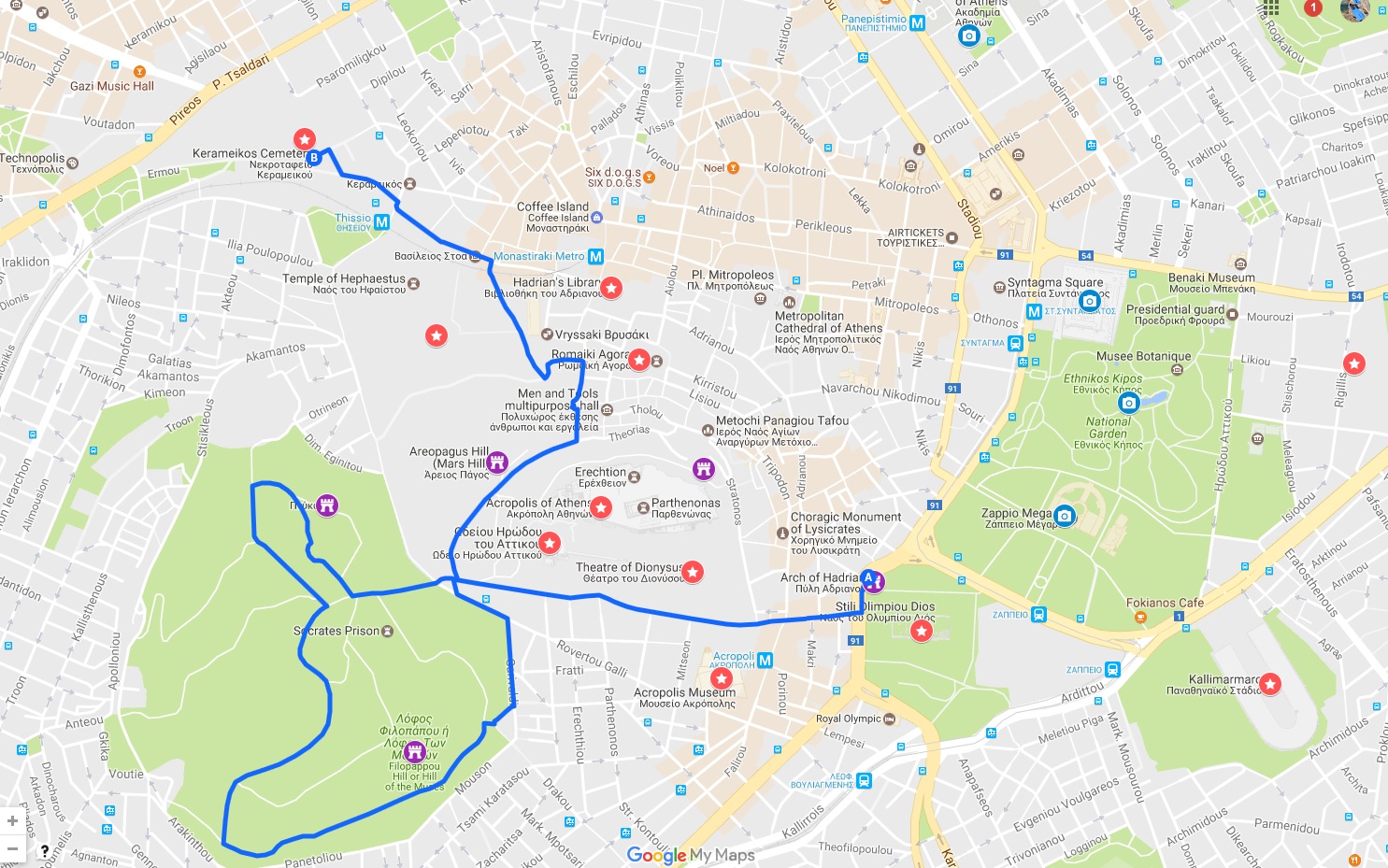 A map to see ancient Athens for free