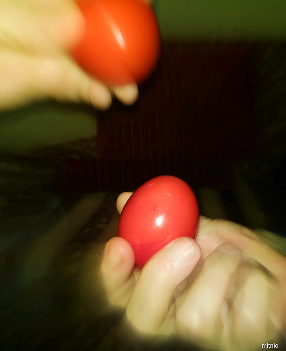 Cracking red Eggs for Greece Easter