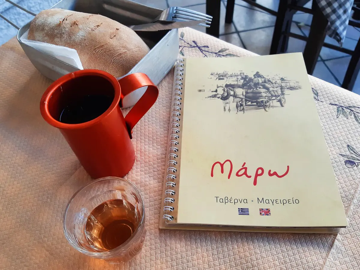 A jug of Greek housewine