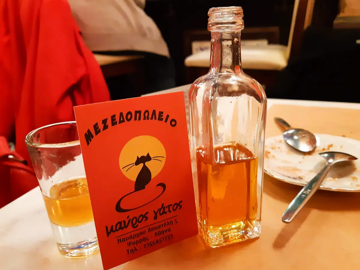 Greek rakomelo drink raki with honey