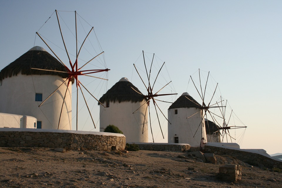 Whitewashed windmills Mykonos