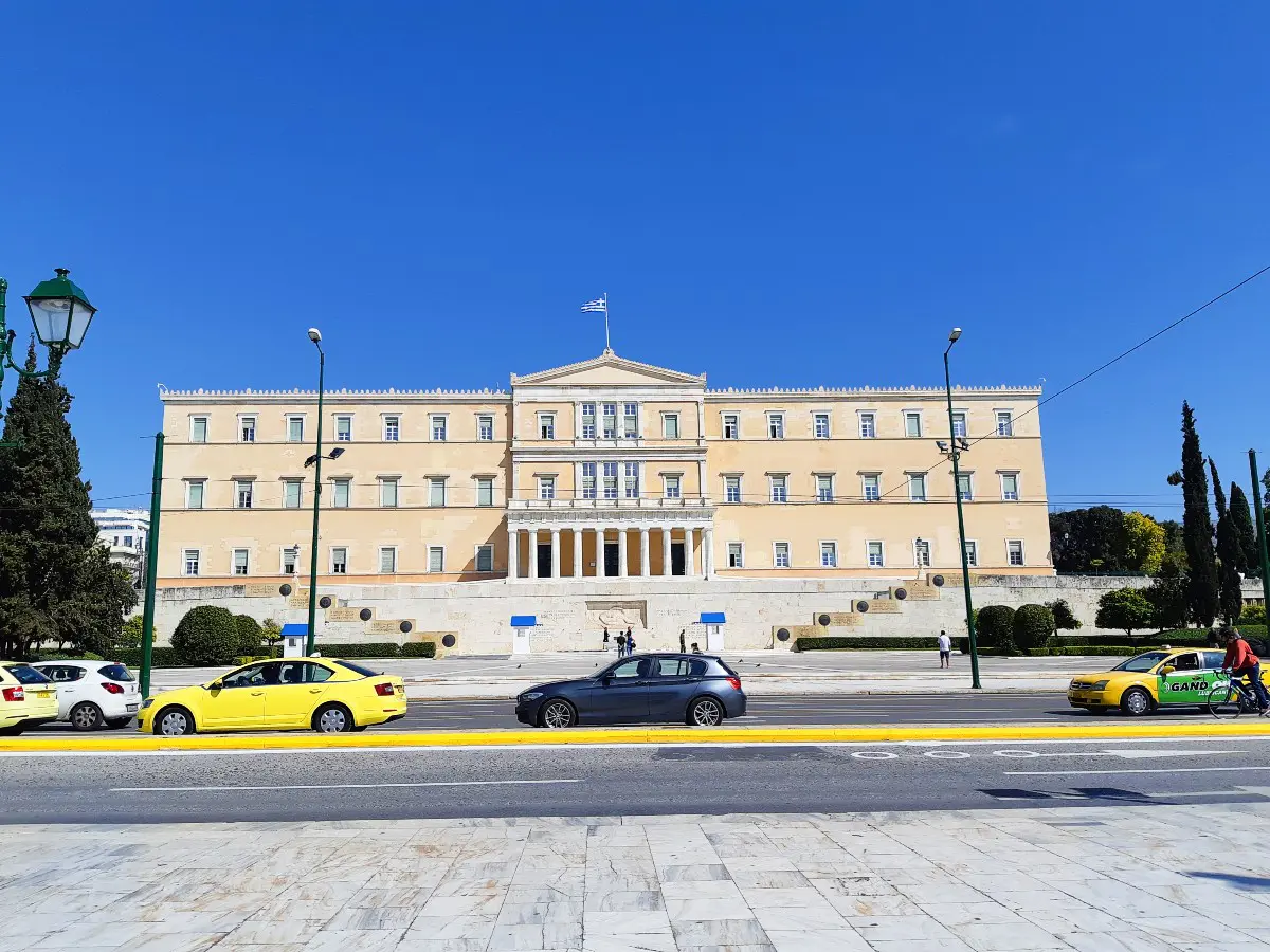 Taking a car in central Athens