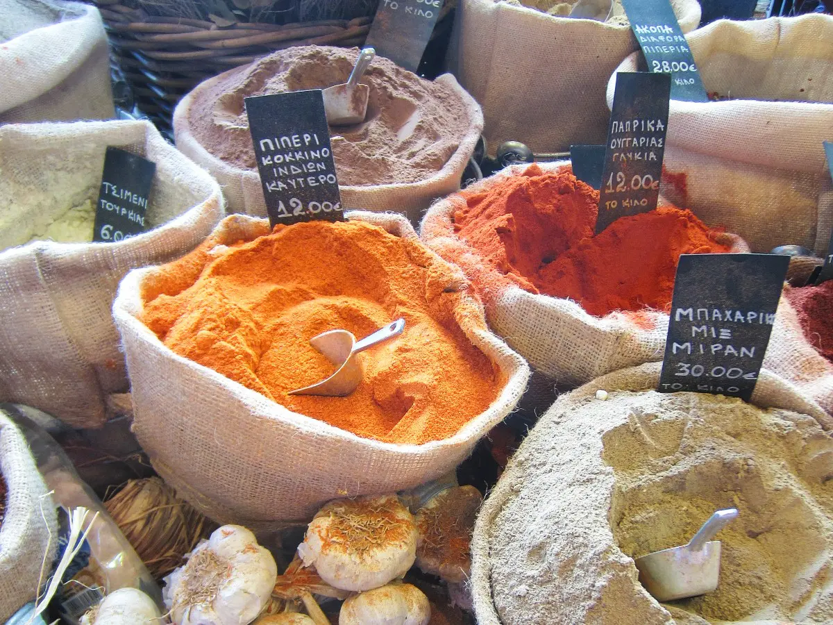Spices in the Athens central food market