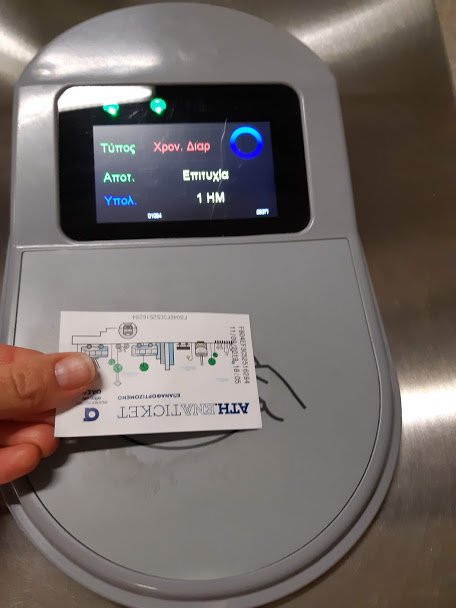 Validating your ticket in the Athens metro