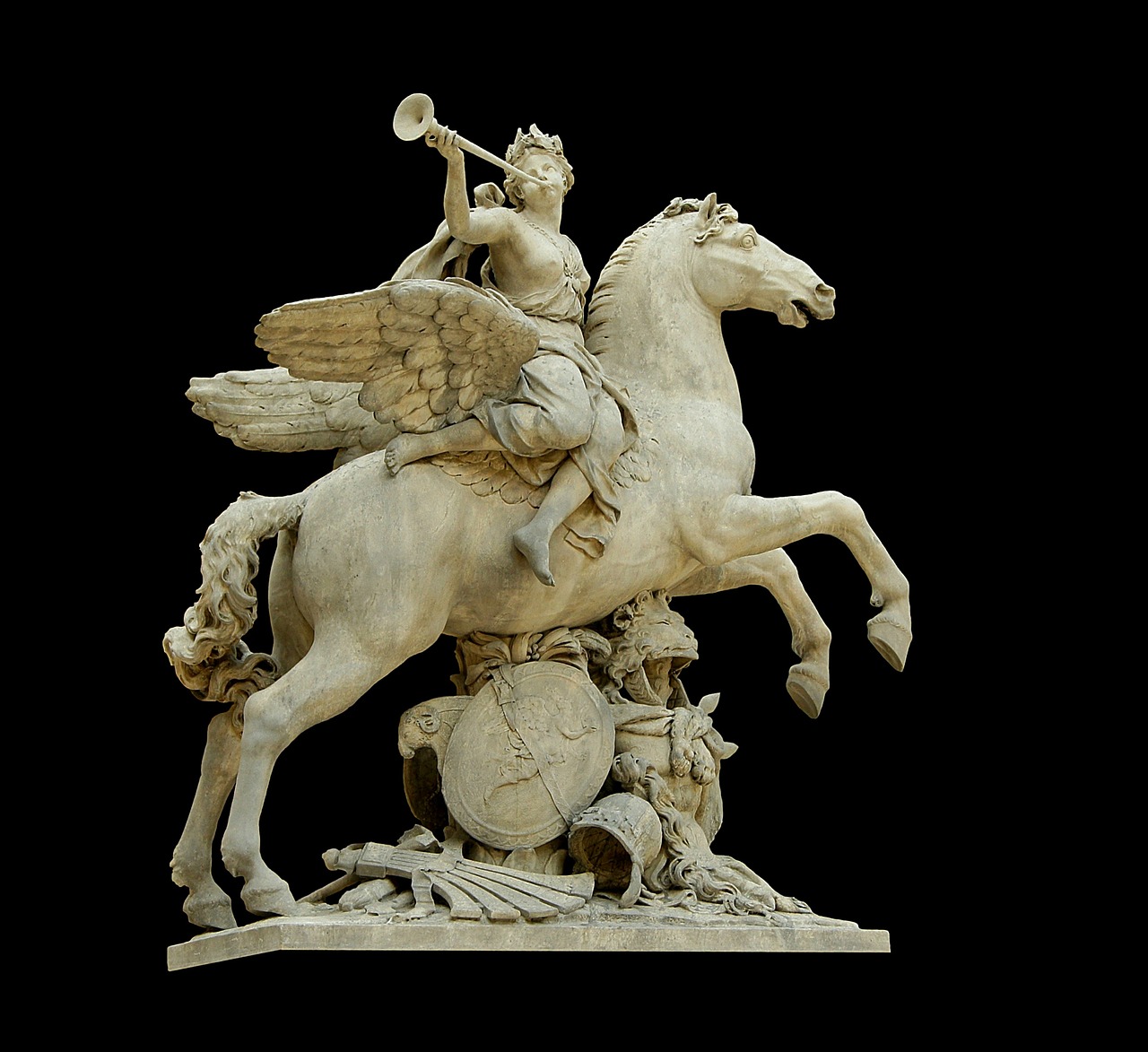 Fame riding Pegasus 