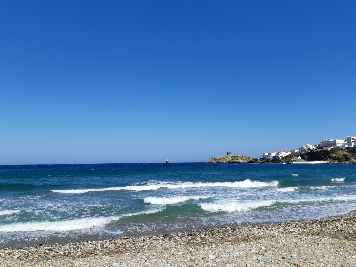 The meltemi wind affects the beaches in Andros Cyclades 