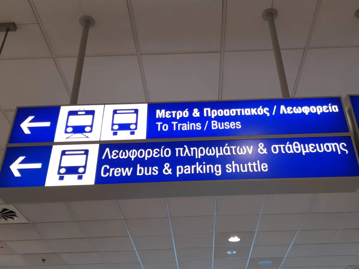 Signs in airport Athens Greece