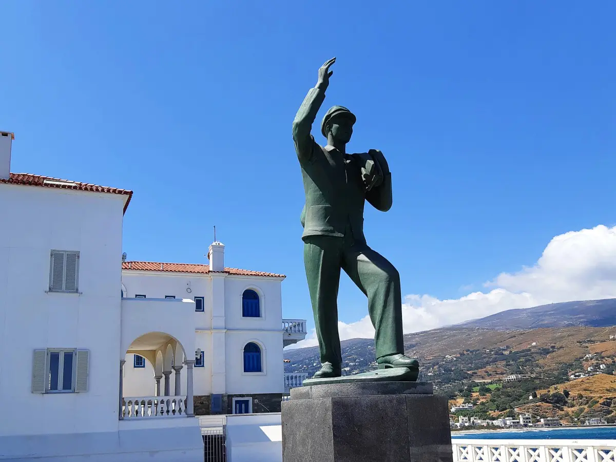 Statue of the unknown sailor in Andros