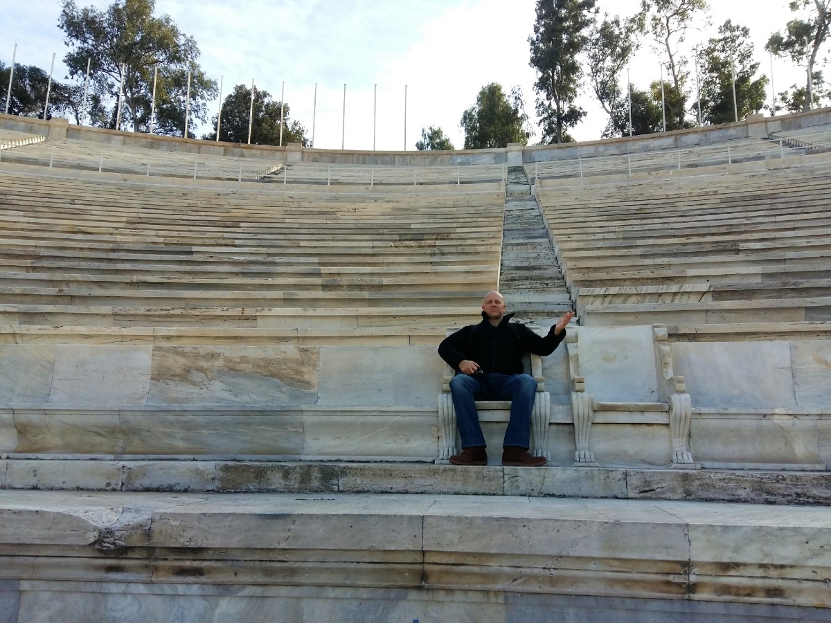 Spectator in the Panathenaic Stadium Kallimarmaron