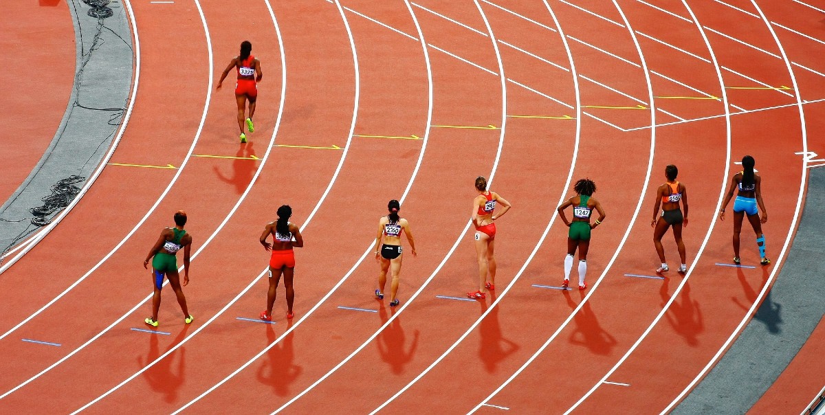 Athletes competing in an Olympic race
