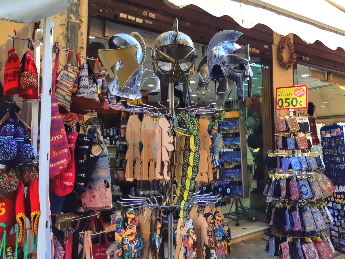 Ancient Greek souvenirs in Plaka, Athens