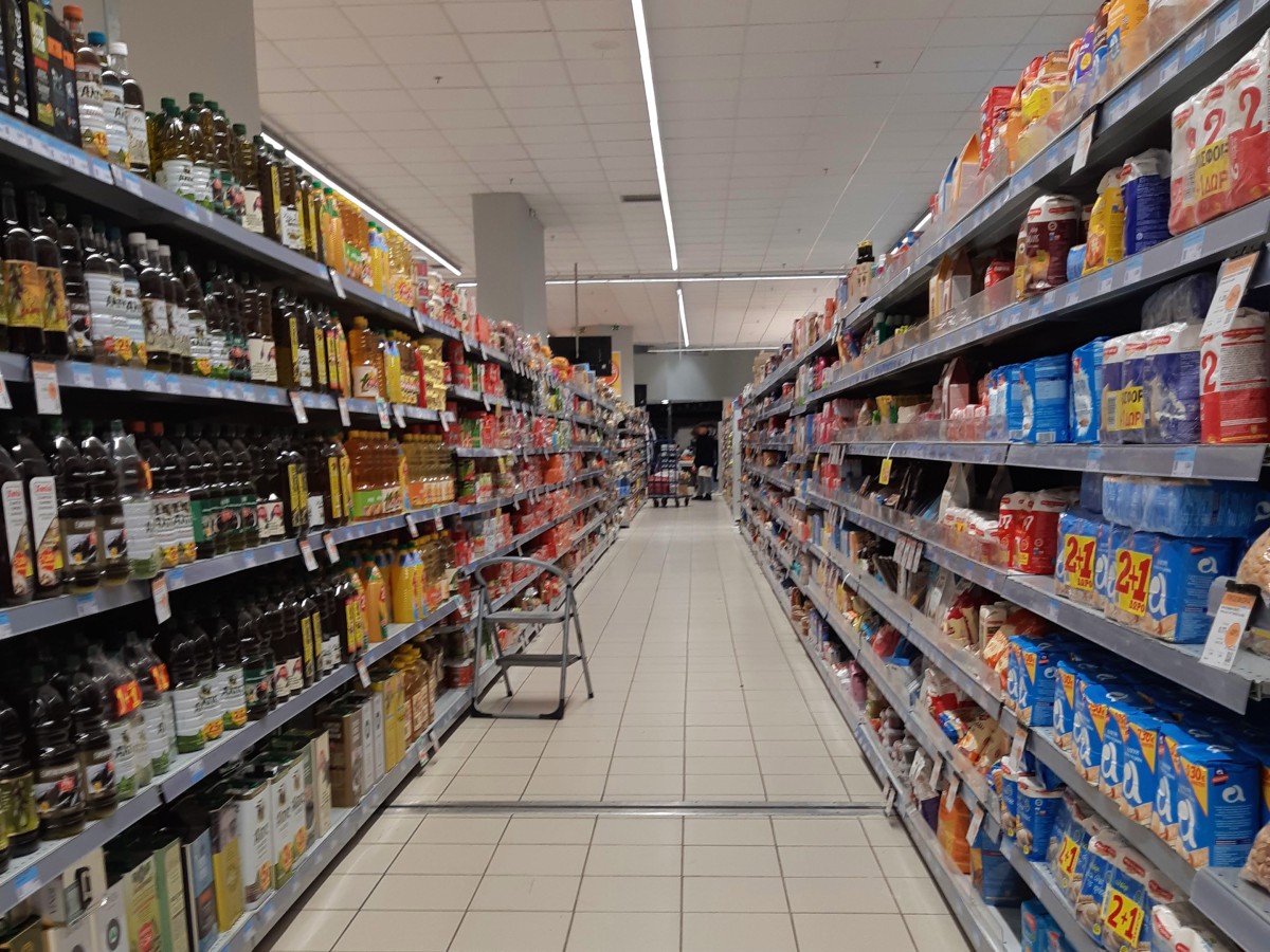A well-stocked supermarket in Athens during coronavirus