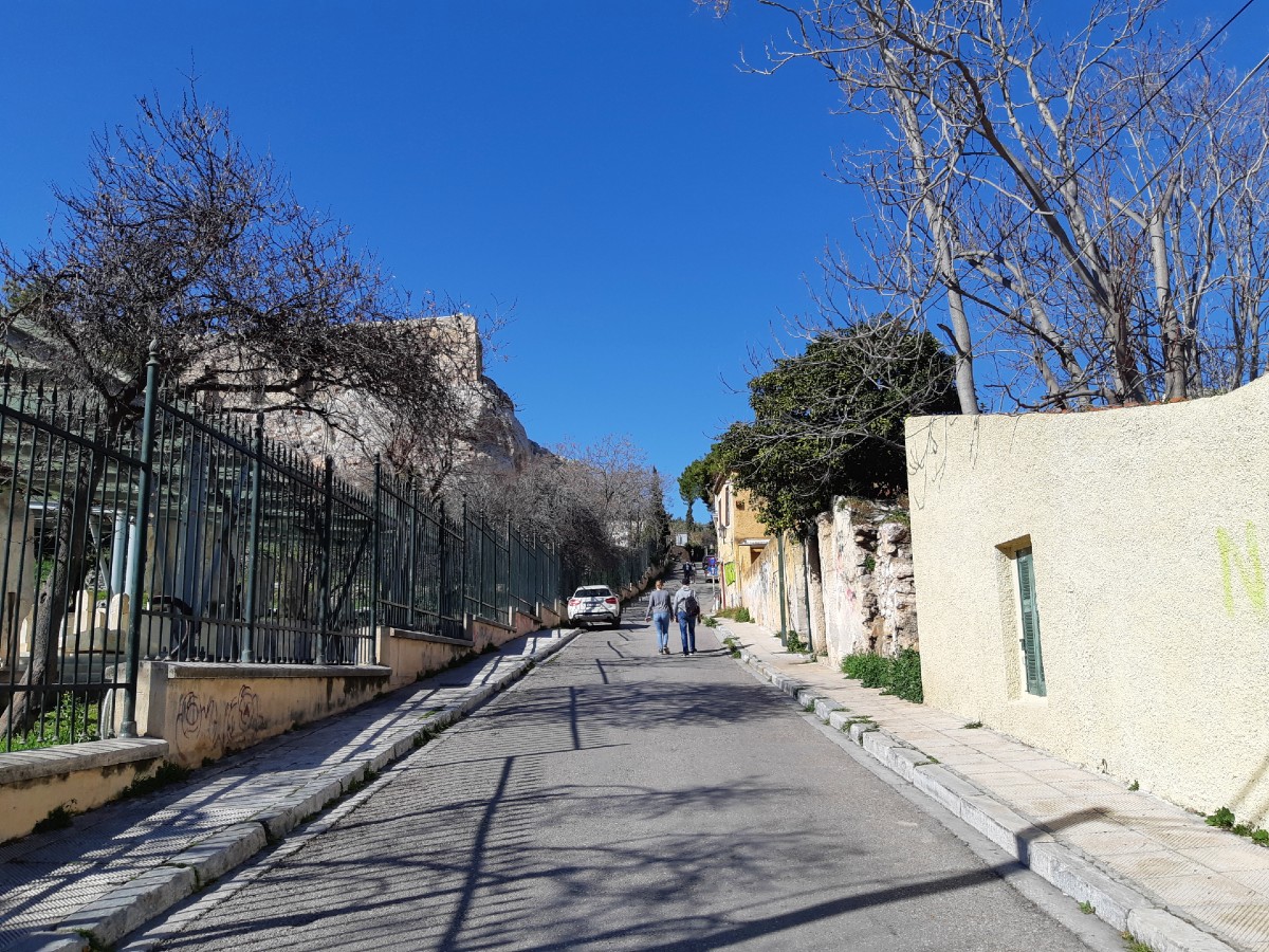 Walking up the streets close to the Acropolis
