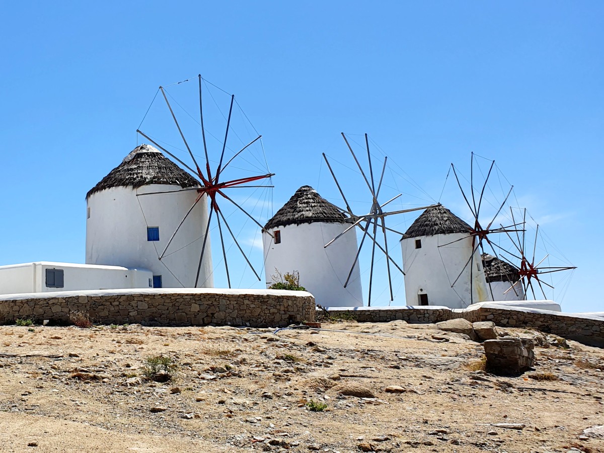 Windmills in Mykonos Greece