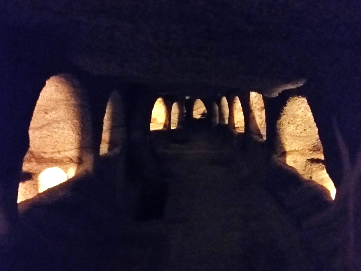 Inside the catacombs in Milos Greece