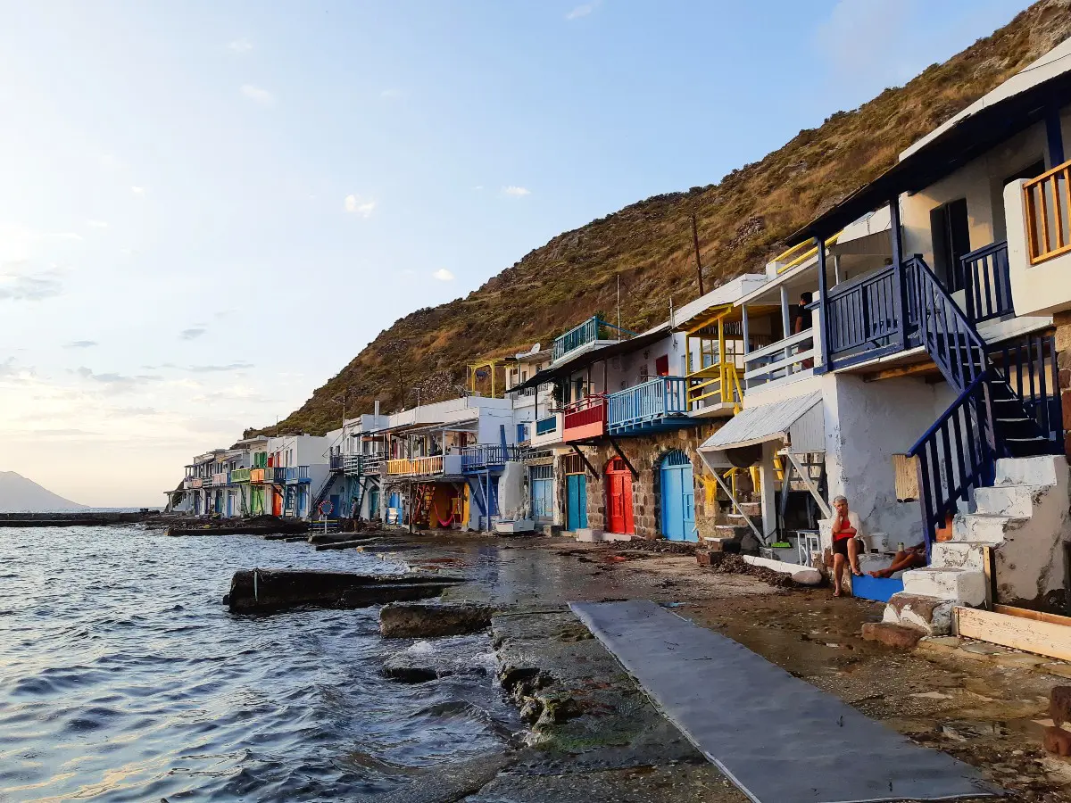 View of Klima village in Milos island Greece