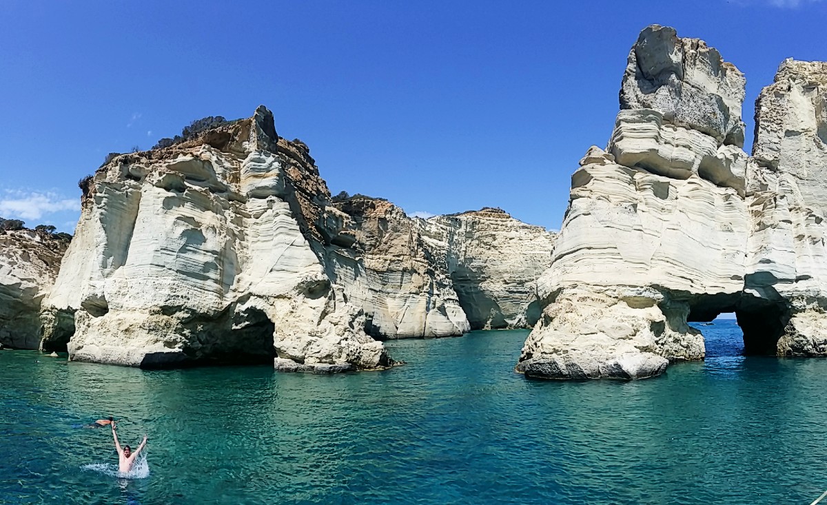 Kleftiko Bay in Milos island Greece