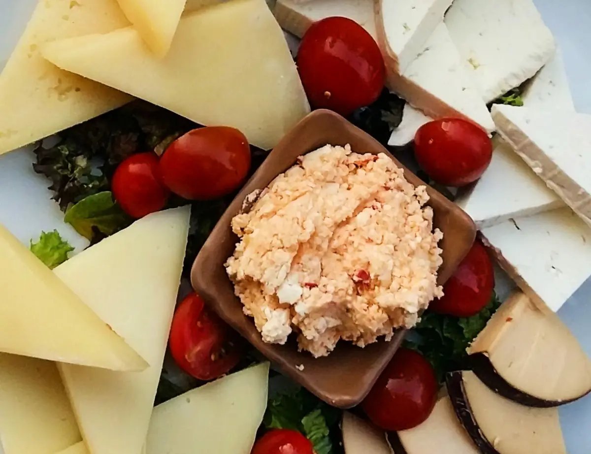 A platter of Greek cheeses