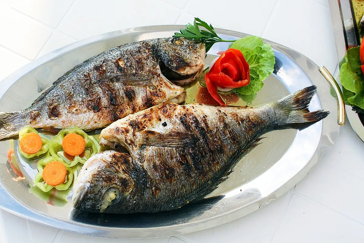 Grilled fish is common in Greece