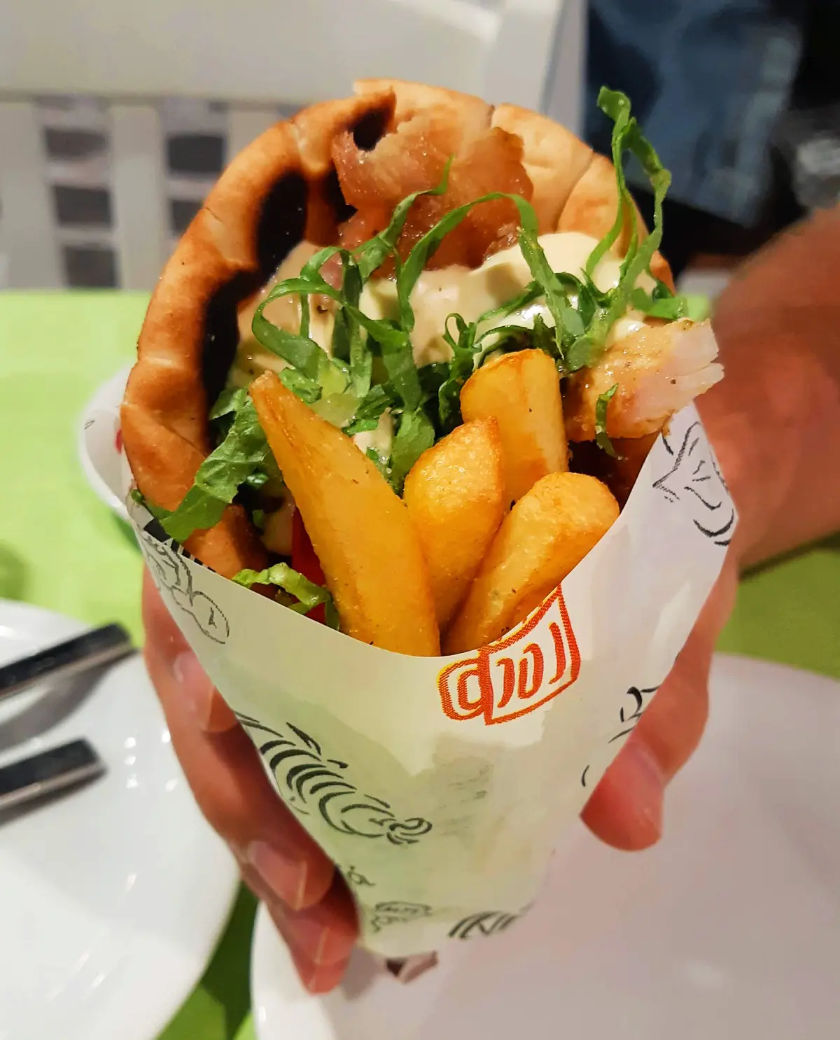 Greek street food gyros with pita