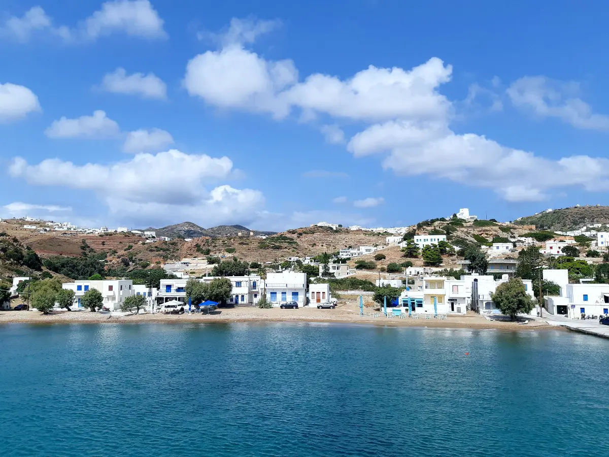 View of the port town Psathi, Kimolos Greece