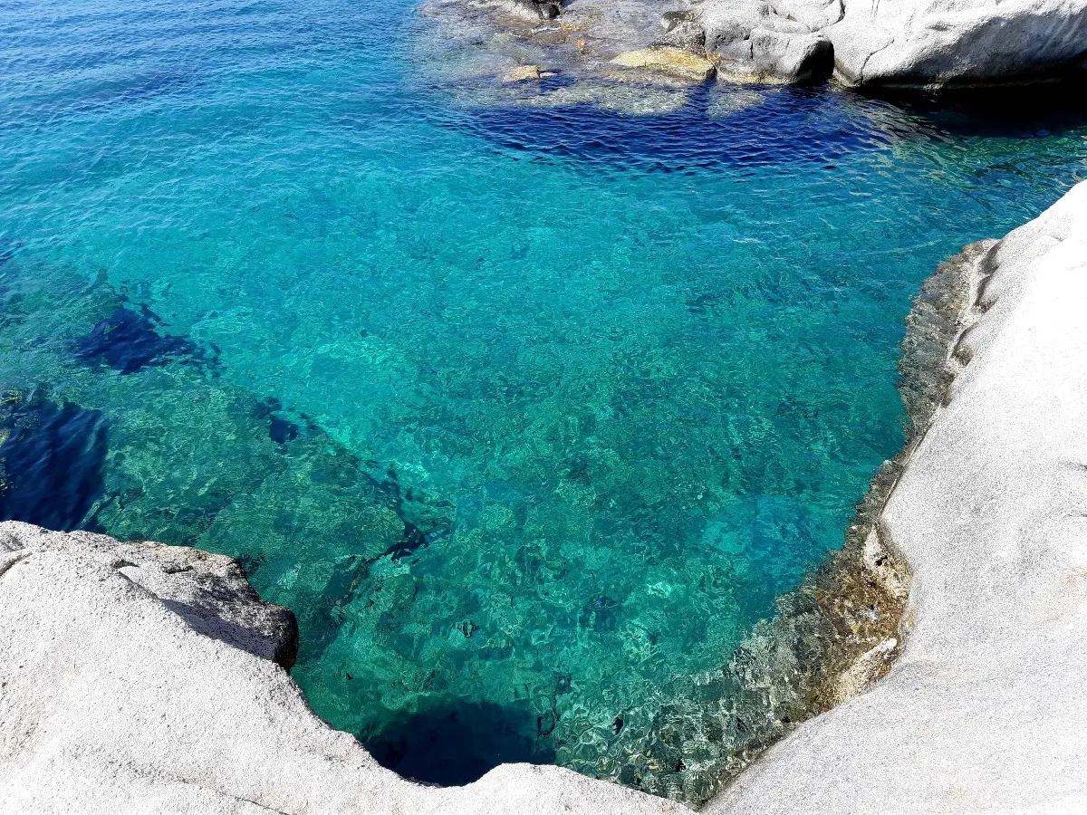 Crystal clear blue sea in Kimolos Greece