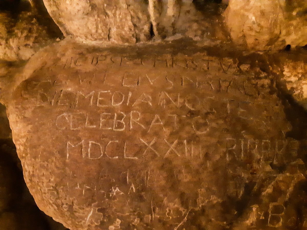 1673 inscription inside the cave of Antiparos