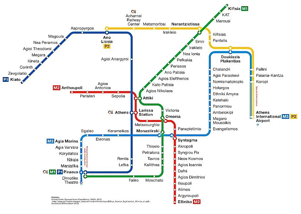 Athens Greece metro map 2022 - Athen metro map