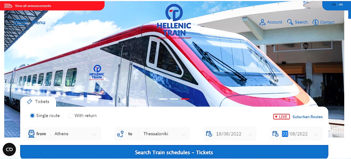 Hellenic Train website