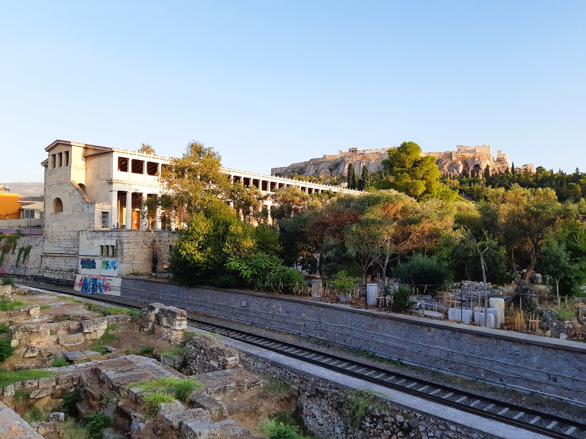 The Athens metro outside the Ancient Agora