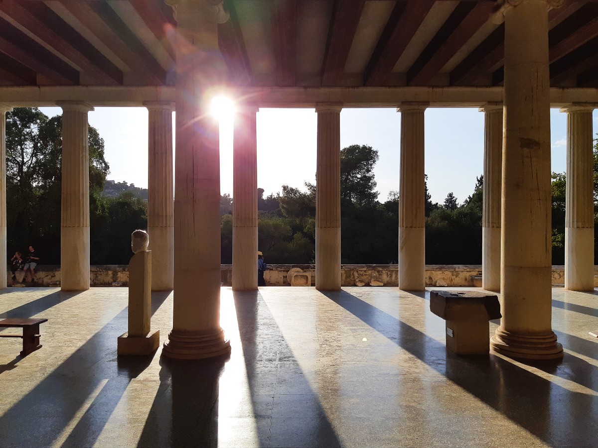 View of the Stoa of Attalos in the Athens Ancient Agora