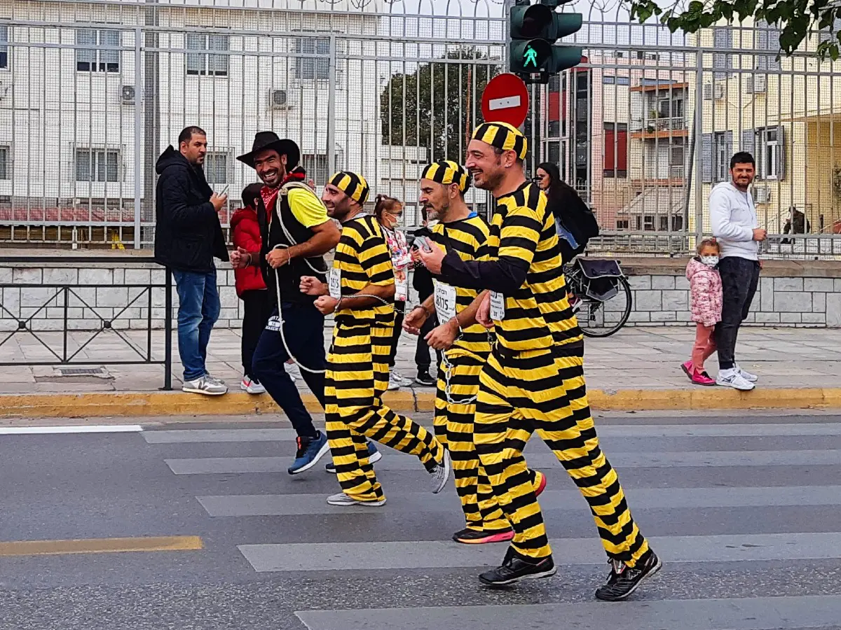 Runners in the Athens Marathon