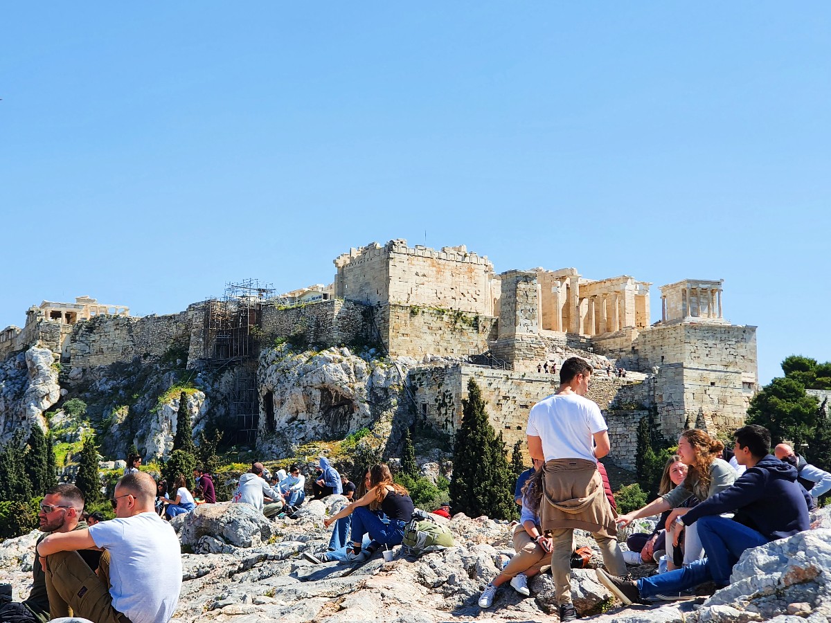 View of the Acropolis from Areopagus Mars Hill Athens