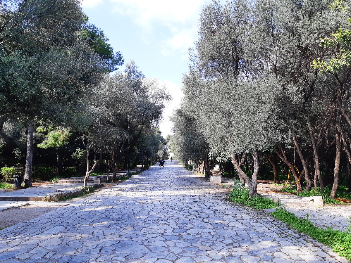 Dionysiou Areopagitou road leading to Areopagus hill Athens