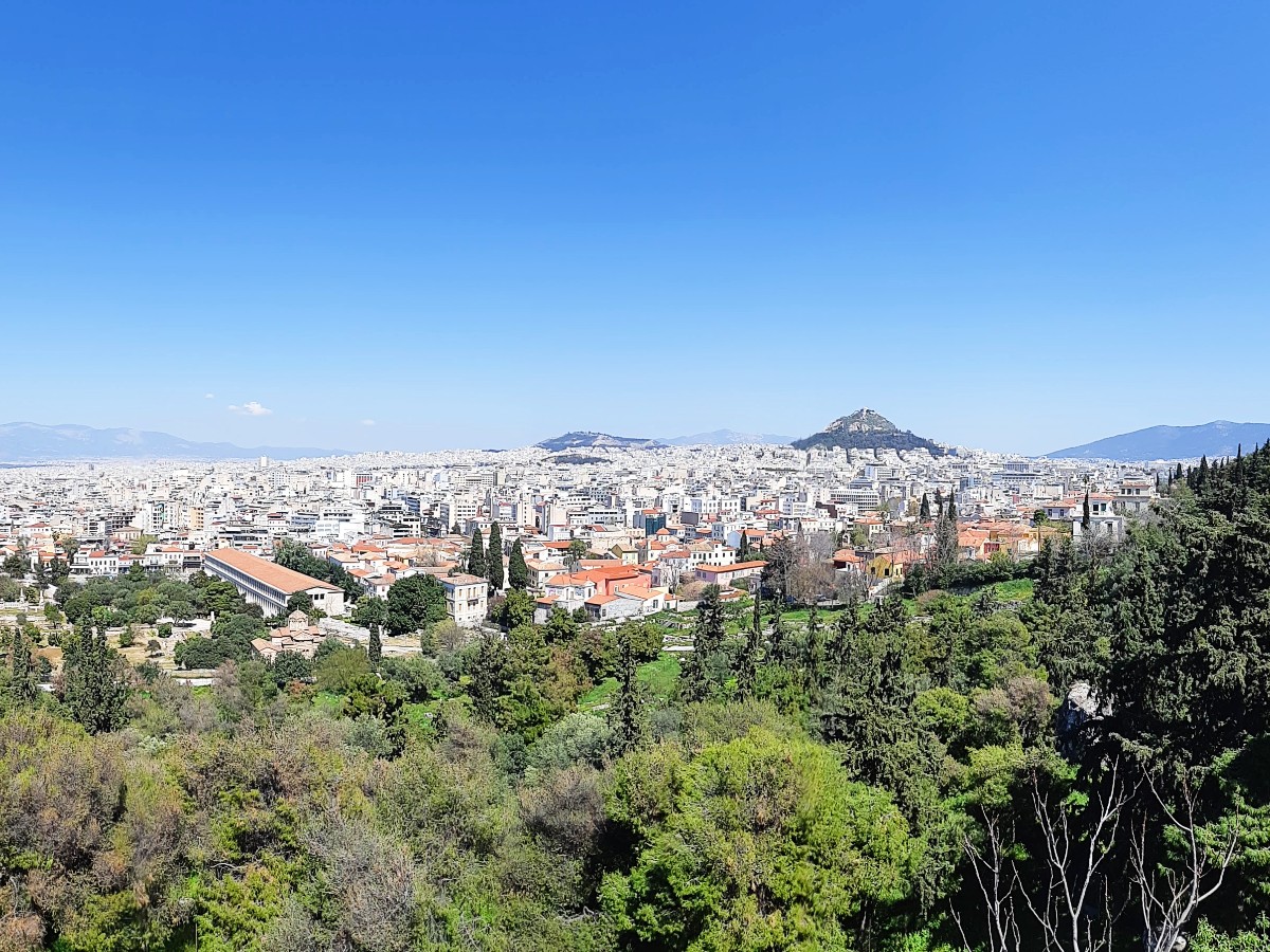 View from Areopagus in Athens Greece