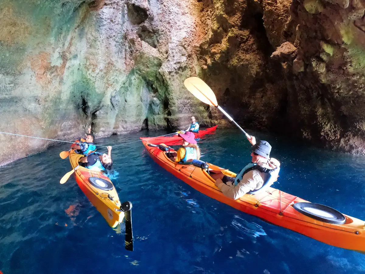Inside a sea cave in Rhodes Greece