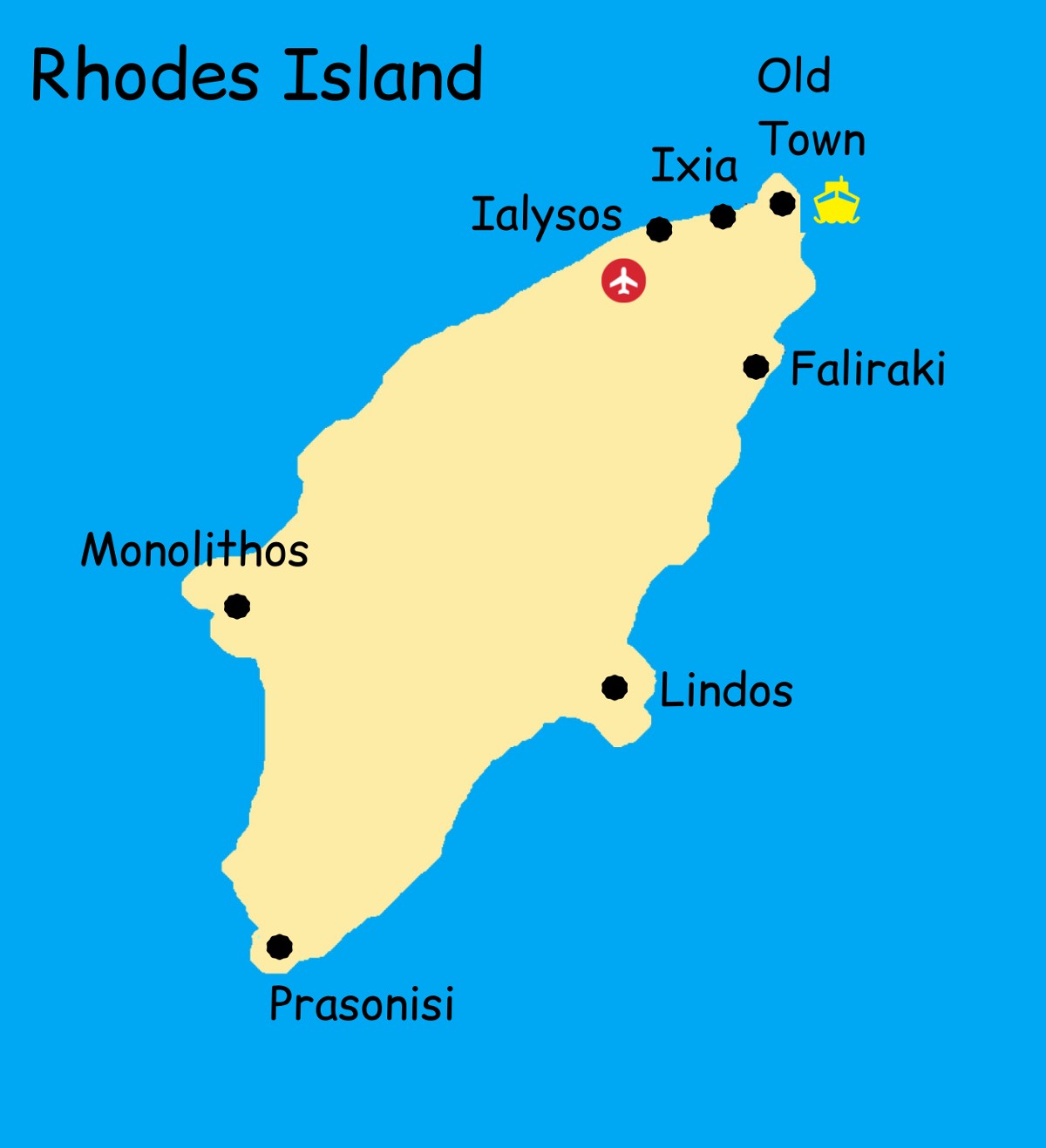 Rhodes island Greece map