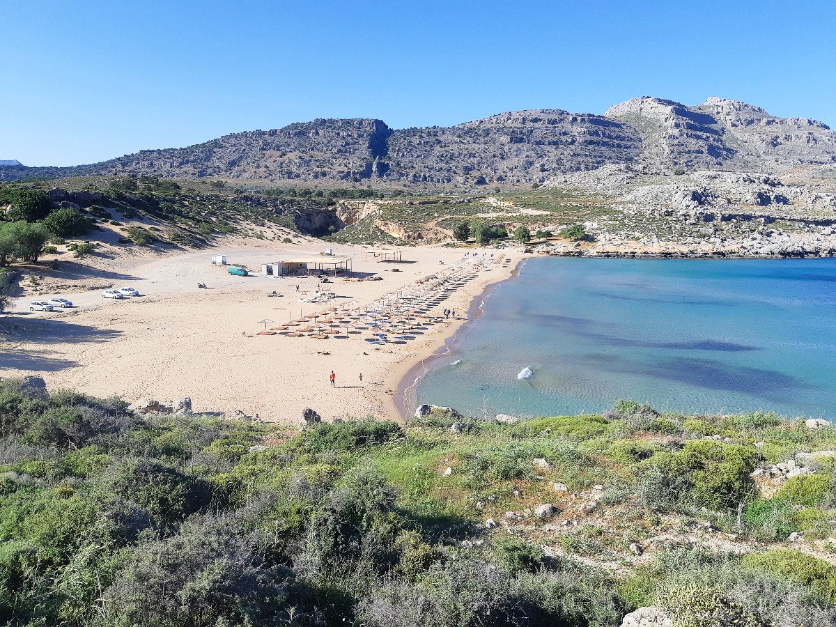 A beautiful sandy beach in Rhodes Greece 