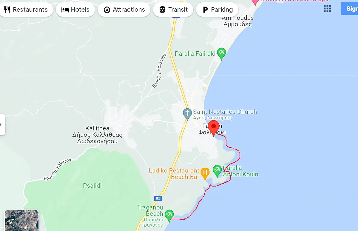 Pirates route kayak trip Rhodes