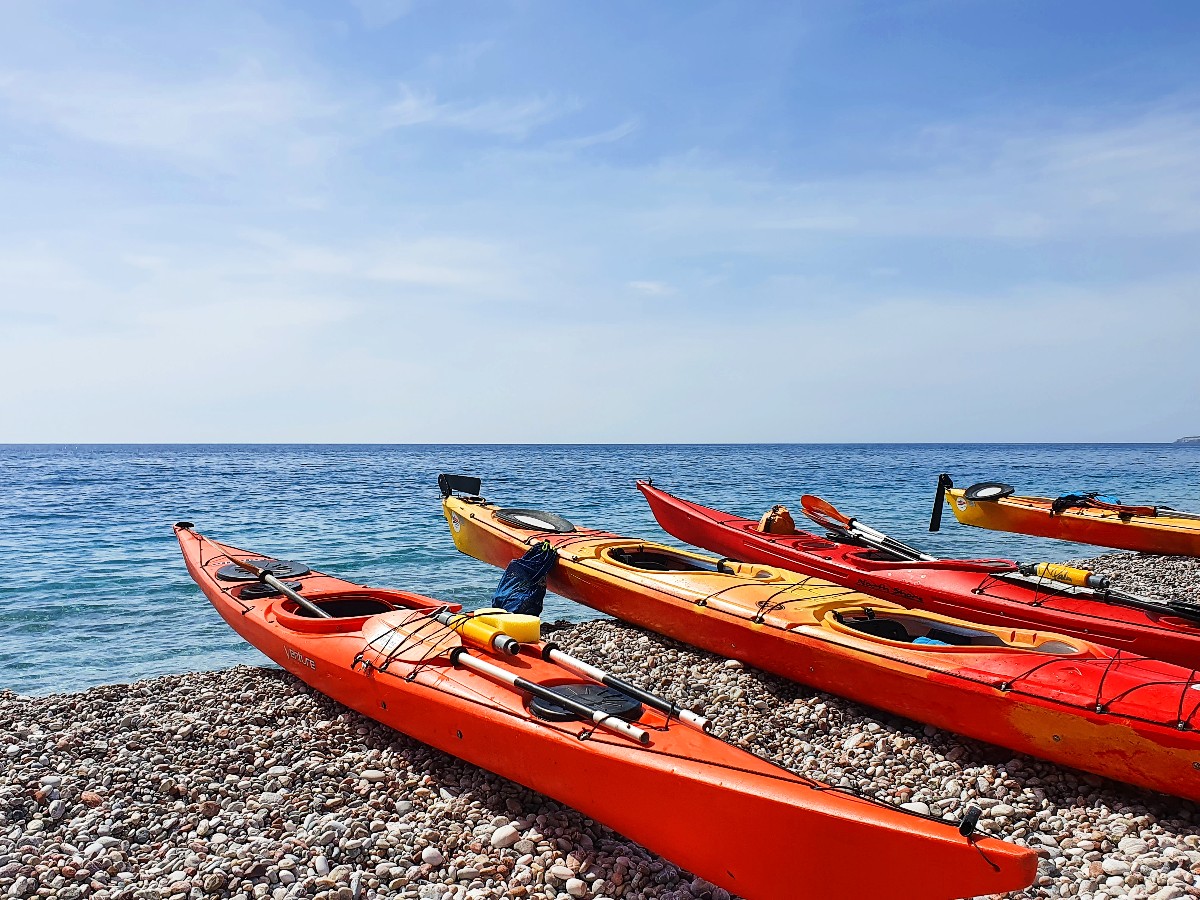 Kayaking to Traounou beach Rhodes Greece
