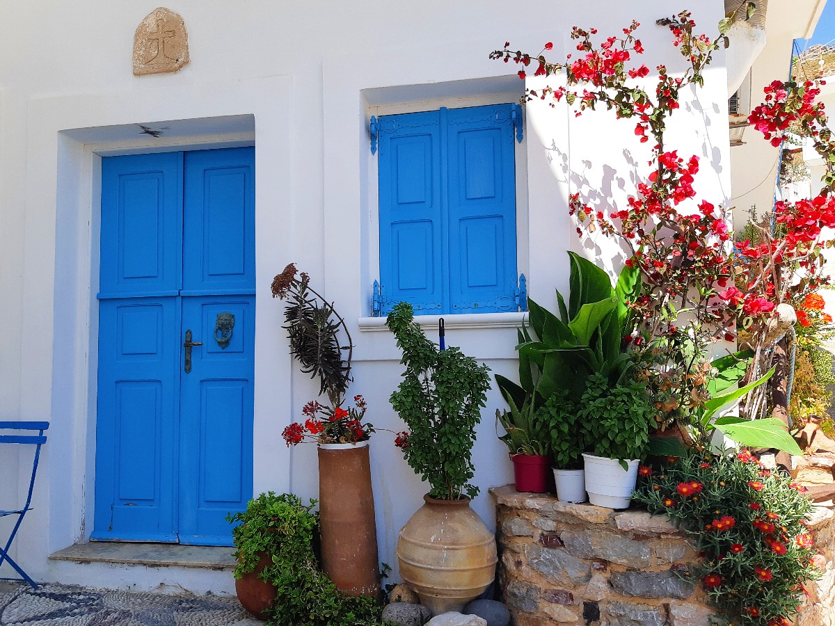 White and blue houses in Tilos