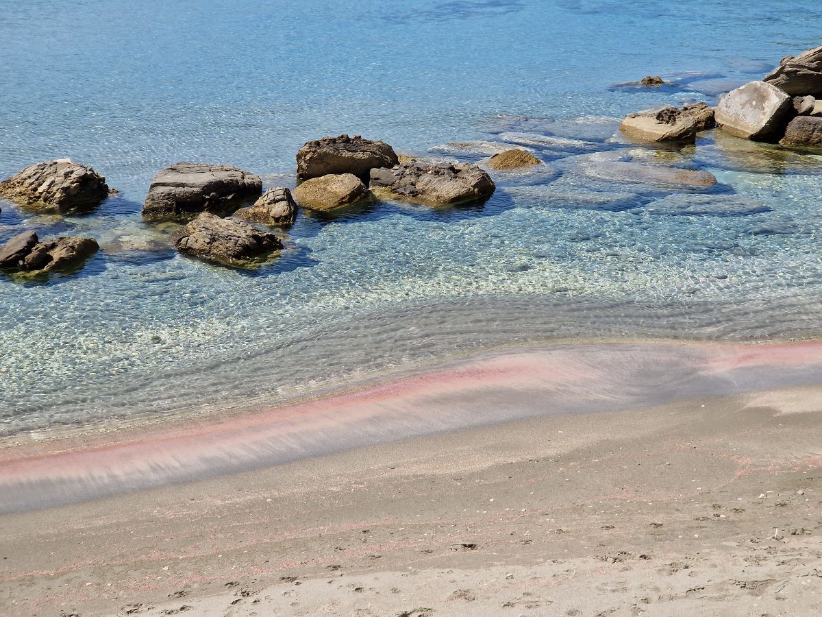 Othoni island pink sand beach