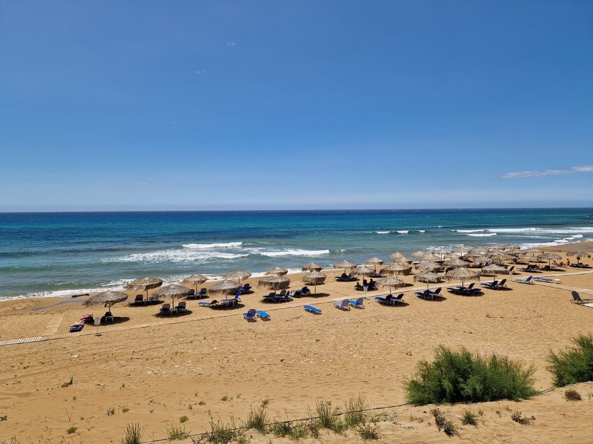 Beautiful sandy beach in Corfu