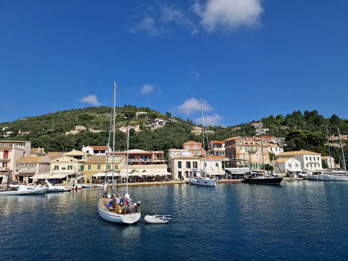 The quaint port at Paxi island near Corfu
