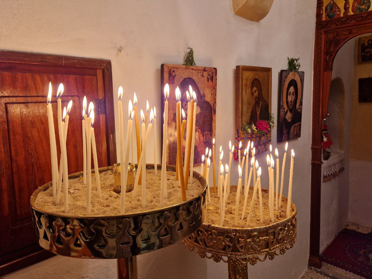Candles in a church in Kasos 